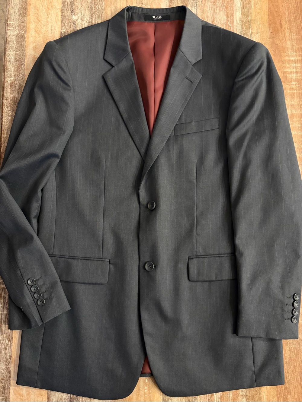 JL-18  Blazer Super 160’s Merino Wool Gray Pinstripe Suit Jacket 40R‎ EUC